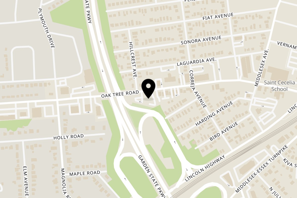 Map showing the location of Nagpuri Saoji Iselin on 1477 Oak Tree Rd in Iselin
